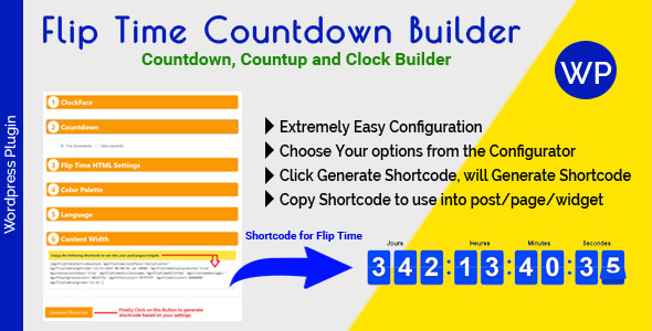 Flip Time Countdown Builder - Responsive Countdown Countup and Clock Builder for WordPress - CodeCanyon Item for Sale