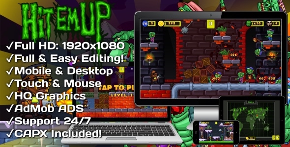 Hit Em Up - HTML5 Game 20 Levels + Mobile Version! (Construct 3 | Construct 2 | Capx) - CodeCanyon Item for Sale