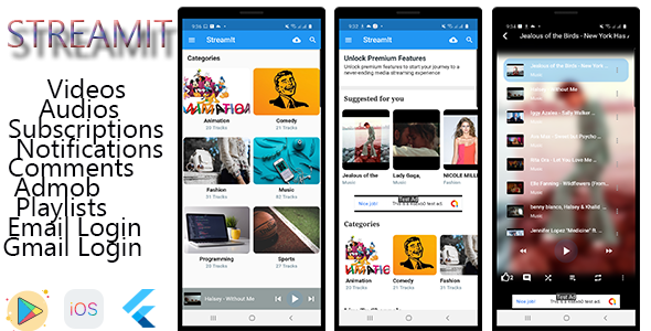 StreamIt - Audio & Video Streaming App for Android and IOS platforms. - CodeCanyon Item for Sale