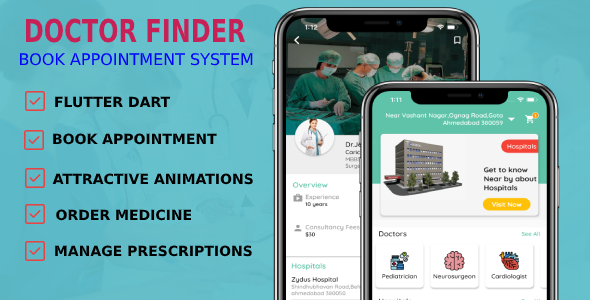 Doctors Finder App | Doctor Appointment Booking App | 4 Apps | Android + iOS | Flutter UI/UX - CodeCanyon Item for Sale