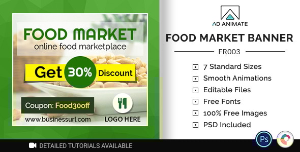 Food & Restaurant | Food Market Banner (FR003) - CodeCanyon Item for Sale