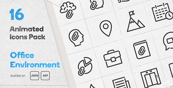 Office Environment Animated Icons Pack - Wordpress Lottie Json Animation SVG - CodeCanyon Item for Sale