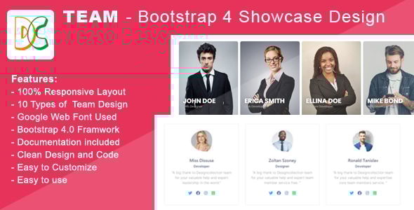 Team - Bootstrap 4 Team Members Showcase - CodeCanyon Item for Sale