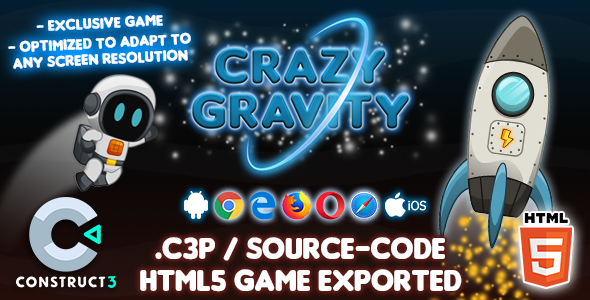 Crazy Gravity HTML5 Game - Construct 3 Source-code - CodeCanyon Item for Sale
