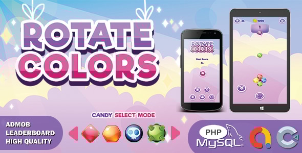 Candy Rotate Colors (Construct 3 | HTML5 Game | Leaderboard | Admob) - CodeCanyon Item for Sale