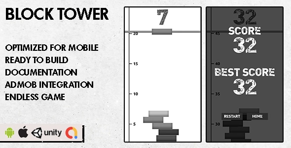 Block Tower - Unity Game - Android Hypercasual Game - CodeCanyon Item for Sale