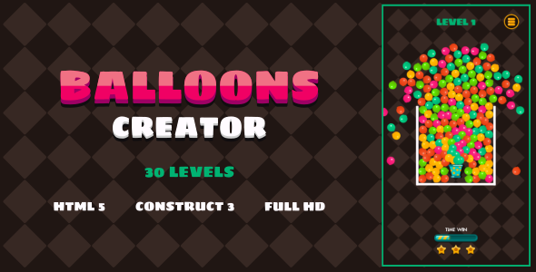 Balloons Creator - HTML5 Game (Construct3) - CodeCanyon Item for Sale