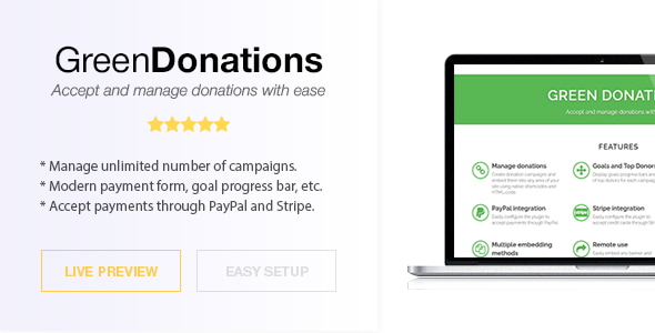 Green Donations for WordPress - Accept and Manage Donations - CodeCanyon Item for Sale