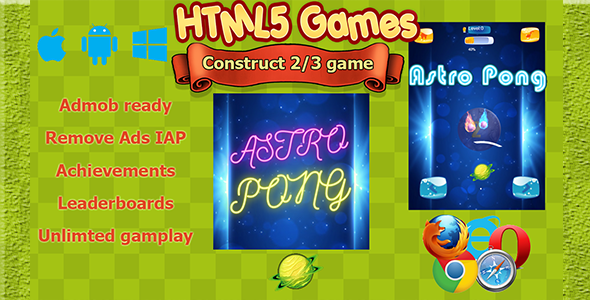 Astro Pong HTML5 (Construct 2, Construct3 ) capx, Full game - CodeCanyon Item for Sale