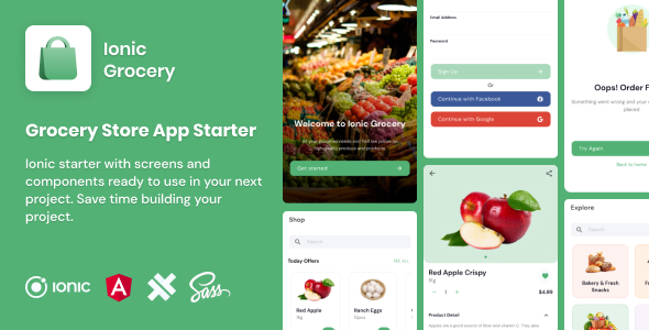 Ionic Grocery | Ionic 5 | Angular | UI Theme | Template App | Starter App & Components - CodeCanyon Item for Sale