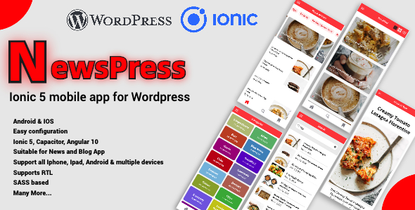 NewsPress - Ionic 5 mobile app for Wordpress - CodeCanyon Item for Sale