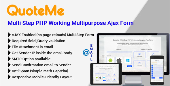 QuoteMe Multi Step PHP Working Multipurpose Ajax Form - CodeCanyon Item for Sale