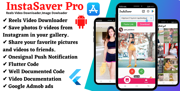 InstaSaverPro - Instagram Reels Videos , Feed and Timeline, Downloader Flutter App with admob ads & - CodeCanyon Item for Sale