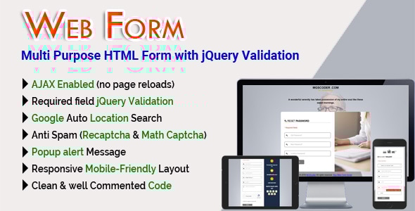 Web Form - Multi Purpose HTML Form with jQuery Validation - CodeCanyon Item for Sale