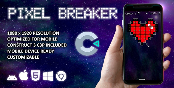 Pixel Breaker - HTML 5 - Construct 3 Game - CodeCanyon Item for Sale