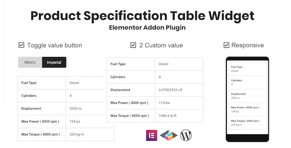 Product Specification Table Widget For Elementor - CodeCanyon Item for Sale
