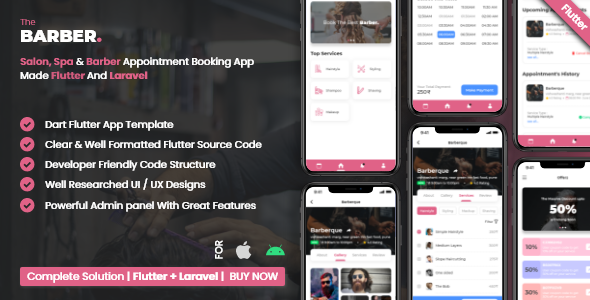 Salon Booking Management System With Mobile App using Flutter - CodeCanyon Item for Sale