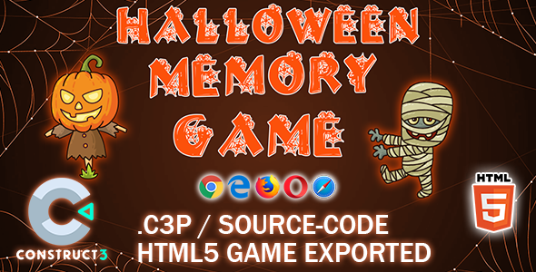 Halloween Memory HTML5 Game - Construct 3 All Source-code - CodeCanyon Item for Sale