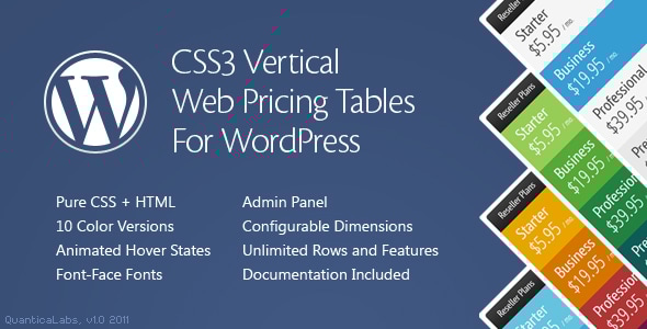 Vertical Pricing Tables for WordPress - CodeCanyon Item for Sale