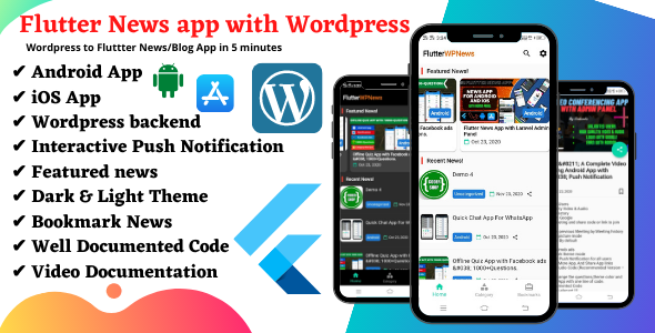 Flutter WP News - Android/iOS App for WordPress - CodeCanyon Item for Sale