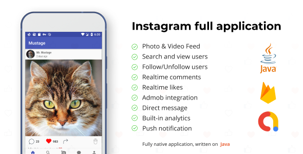 Instagram Android Full Applcation + Firebase Web (Photo&Video) - CodeCanyon Item for Sale