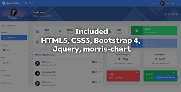 Material Blue - Bootstrap 4 HTML 5 Admin Dashboard Template - CodeCanyon Item for Sale