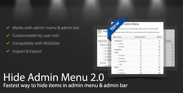 WordPress Hide Admin Menu Plugin - CodeCanyon Item for Sale