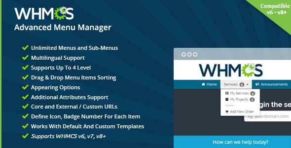 WHMCS Advanced Menu Manager - CodeCanyon Item for Sale