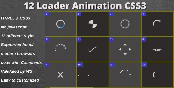 12 Loader Animation CSS3 by Availablecoder | CodeCanyon