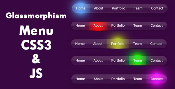 Glassmorphism Menu CSS3 and JS - CodeCanyon Item for Sale