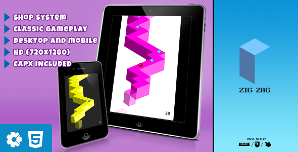 Zig Zag - HTML5 Game (.c3p & .capx) - CodeCanyon Item for Sale