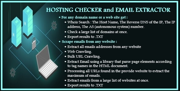 Two In One : Whois & DNS Lookup - Domain/IP & Hosting Checker & Email Extractor - CodeCanyon Item for Sale