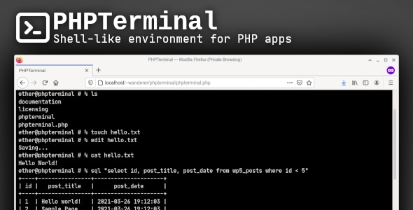 PHPTerminal - Shell-like environment for PHP apps - CodeCanyon Item for Sale