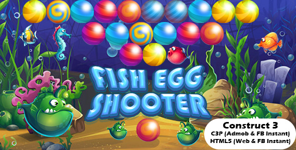 Fish Egg Shooter (Construct 3 | C3P | HTML5) Bubble Shooter Game - CodeCanyon Item for Sale