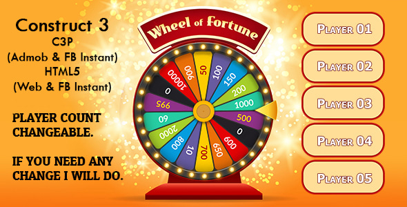 Wheel of Fortune Game v2 (Construct 3 | C3P | HTML5) Admob Ready - CodeCanyon Item for Sale
