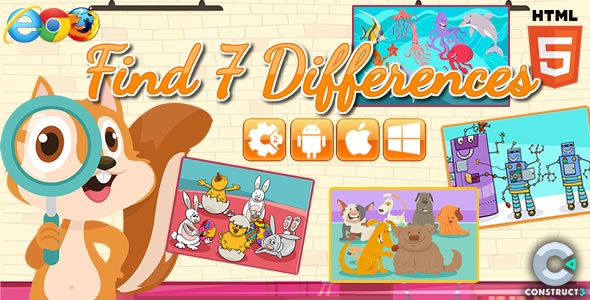 Find differences - HTML5 Game - Construct 3 (c3p) - CodeCanyon Item for Sale