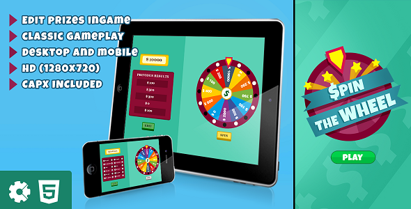 Spin the Wheel - HTML5 Game (.c3p & .capx) - CodeCanyon Item for Sale