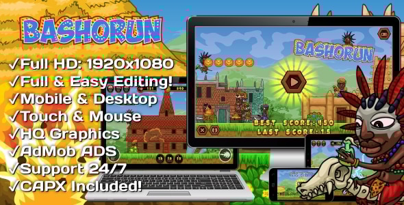BASHORUN - HTML5 Game + Mobile Version! (Construct 3 | Construct 2 | Capx) - CodeCanyon Item for Sale