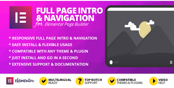Full Page Intro And Navigation Addon for Elementor Page Builder - CodeCanyon Item for Sale