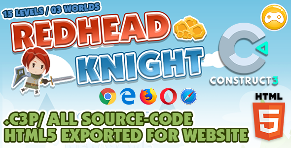 Redhead Knight - Platform / Side-scrolling HTML5 Game - Construct 3 - CodeCanyon Item for Sale