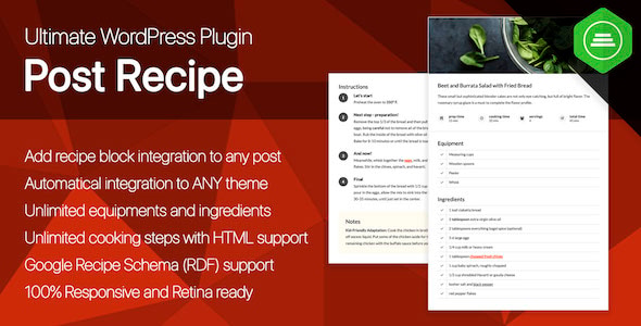 Ultimate Post Recipe - Responsive WordPress Posts Cooking Recipes plugin - CodeCanyon Item for Sale