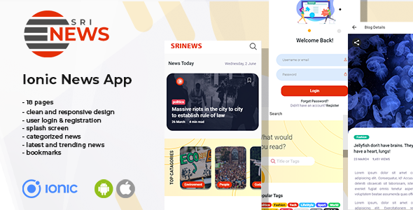 Sri News - Ionic 6 News App Template - CodeCanyon Item for Sale