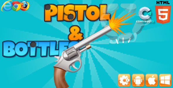 Pistol & Bottles - HTML5 Game - Construct 3(c3p) - CodeCanyon Item for Sale