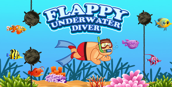 Flappy Underwater Diver Game (Construct 3 | C3P | HTML5) Endless Diving Game - CodeCanyon Item for Sale