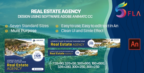 Real Estate Agency Html5 Banner Ad - Animate CC by Be_Achemit | CodeCanyon