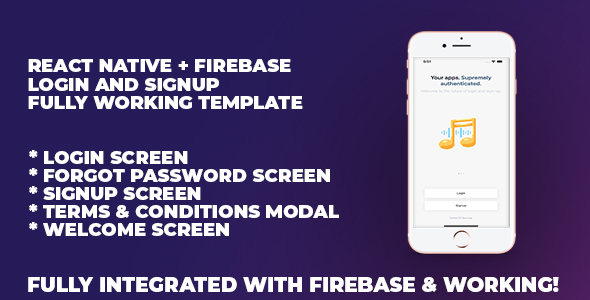 React Native Login/Sign Up Template With Firebase Integration - CodeCanyon Item for Sale