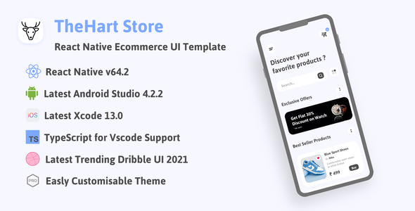 TheHart Store | React Native Ecommerce App Template UI with tiktok scroll products videos - CodeCanyon Item for Sale