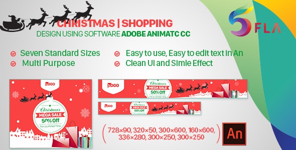 Christmas Shopping HTML 5 Banner Ad- Animate CC - CodeCanyon Item for Sale