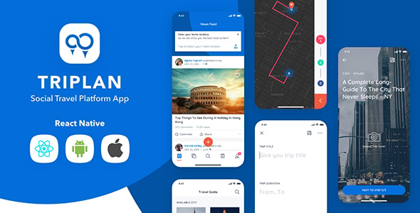 Triplan - Social Travel React Native CLI Template - CodeCanyon Item for Sale