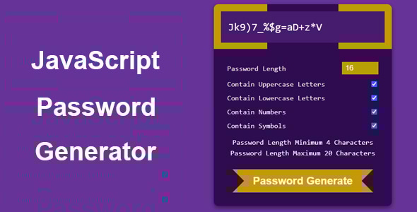JavaScript Password Generator - CodeCanyon Item for Sale